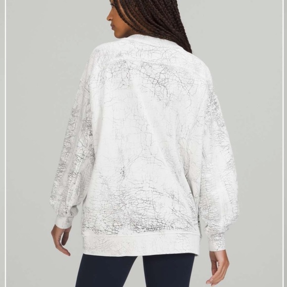 Lululemon Perfectly Oversized Crew Thread Dye White Black Cotton Terry 2 - Picture 3 of 8